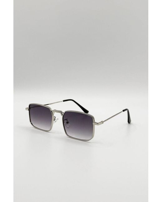 SVNX Blue Vintage Metal Square Sunglasses