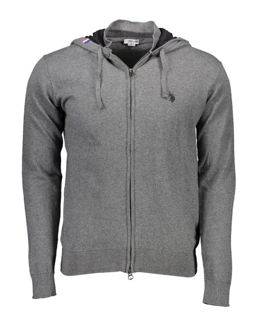U.S. POLO ASSN. Gray Zipup Knit Hoodie Model for men