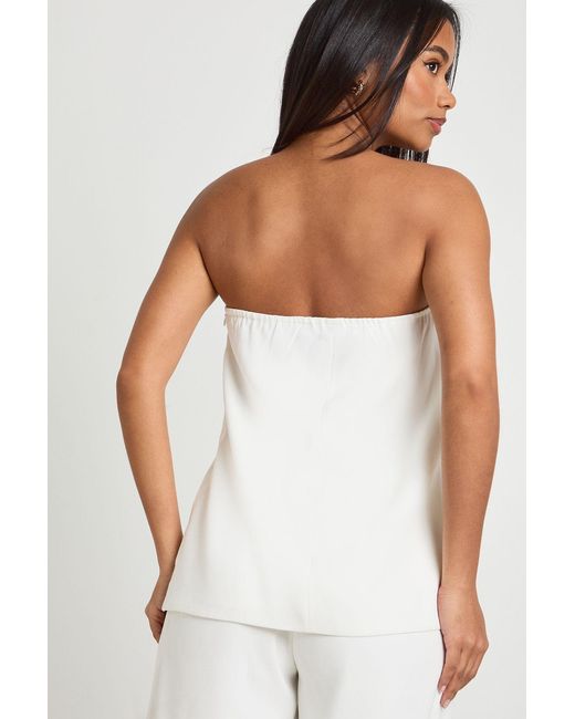 Boohoo White Button Detail Longline Tailored Bandeau