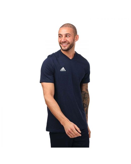 Adidas Entrada 22 Katoenen T-shirt In Blauw-wit in het Blue voor heren