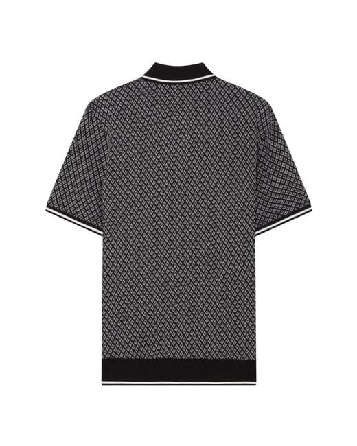 Ted Baker Black Ss Regular Geo Textured Polo Shirt Cotton for men