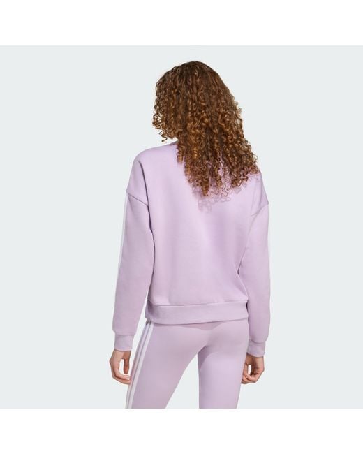 Adidas Purple Essentials 3-Stripes Fleece Sweatshirt