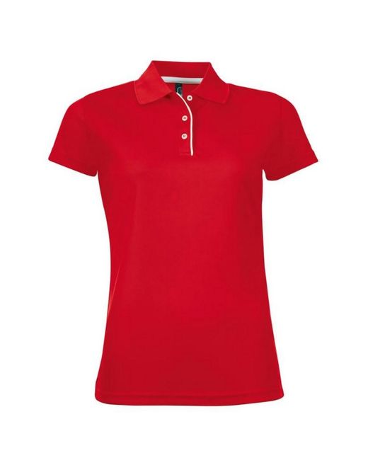 Sol's Red Ladies Performer Short Sleeve Pique Polo Shirt