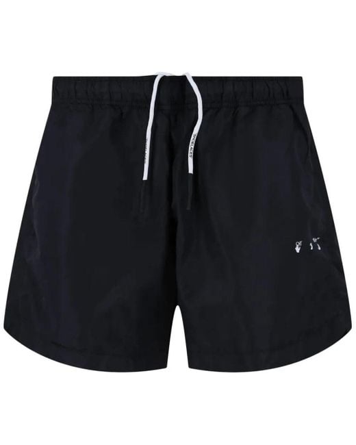 Off-White c/o Virgil Abloh Black Off- Diag Ow Logo Swimshorts Polyamide for men