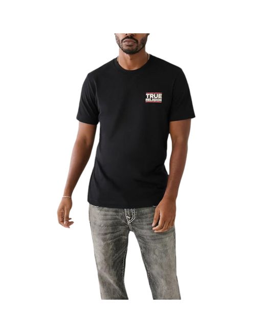 True Religion Black T Shirts Short Sleeve Buddha Summer Crew Neck Cotton Tee New for men