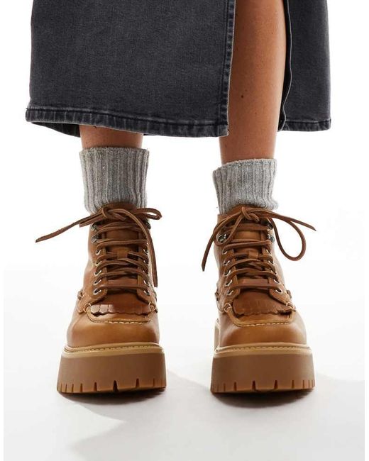 Timberland Brown Stone Street Lace Up 7 Eye Elevated Boots