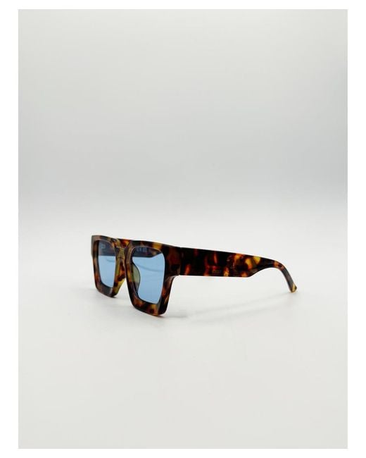 SVNX Blue Chunky Oversize Square Sunglasses for men