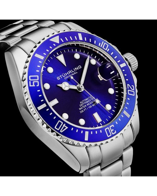 Stuhrling Blue Japanese Automatic Depthmaster 4048 42Mm Diver for men