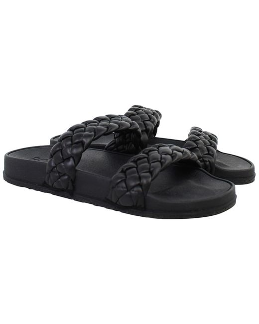 Roxy Black Slippy Braided Sliders Leather
