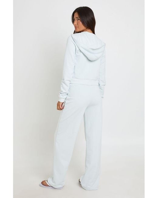Boohoo White Loopback Slim Fit Zip Through Hoodie And Straight Leg Jogger Tracksuit