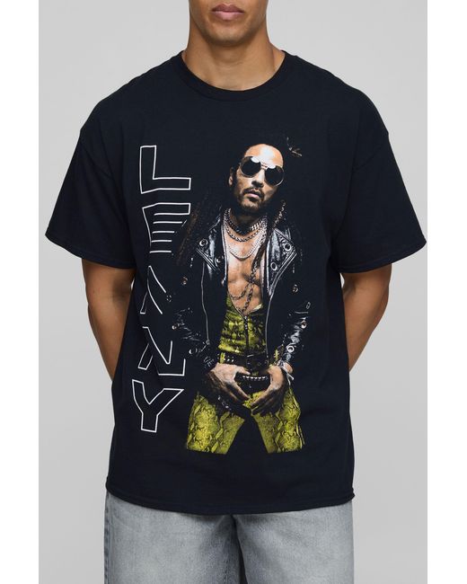 BoohooMAN Blue Regular Fit Lenny Kravitz License Graphic T Shirt for men