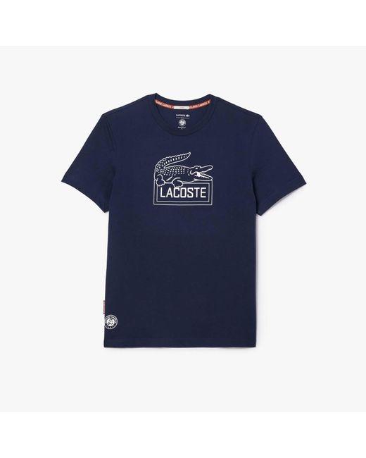 Lacoste Sport Roland-garros Edition Ultra Dry Tennis T-shirt In Blauw in het Blue voor heren