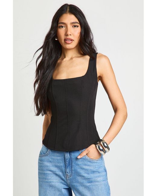 Boohoo Blue Tall Structured Crepe Corset Top