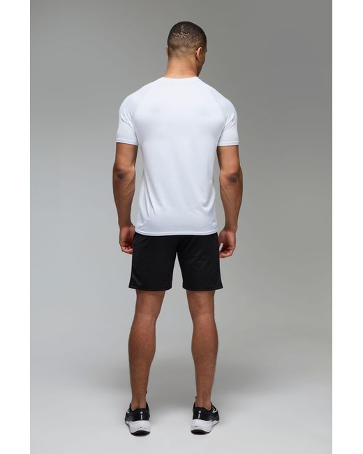 BoohooMAN White Active Lightweight Essentials Workout Regular Fit Raglan T-Shirt for men