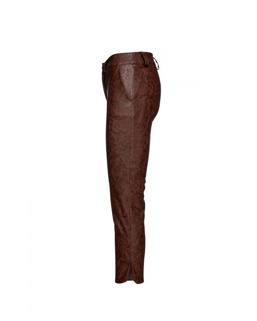 Conquista Brown Faux Moire Leather 7/8 Pants
