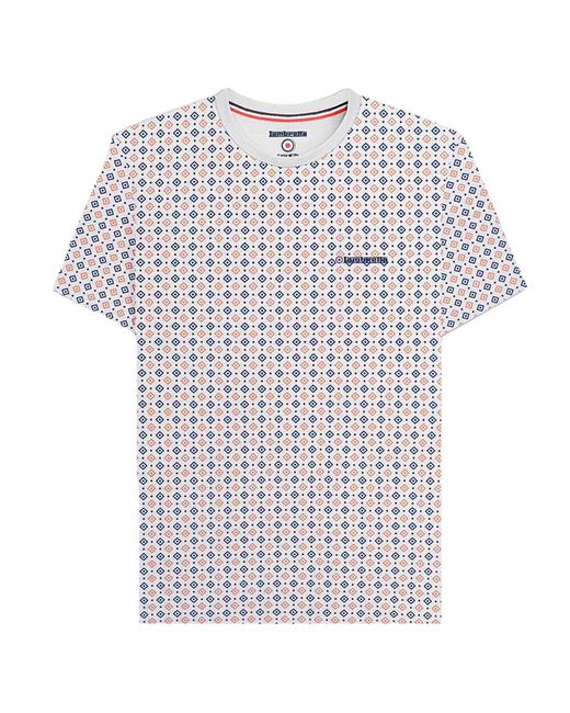 Lambretta White Ss24 Geometric All-Over Print T-Shirt Cotton for men