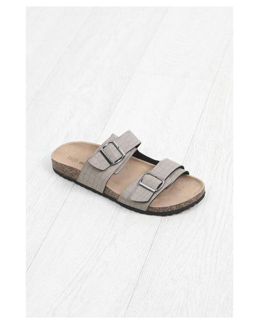 Brave Soul White 'Anthony' Snake Effect Buckle Strap Cork Sandals for men