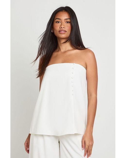Boohoo White Button Detail Longline Tailored Bandeau