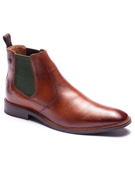 Base London Brown Kensington Leather Washed Boots for men