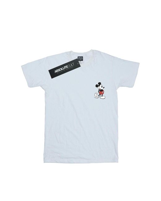 Disney Blue Mickey Mouse Kickin Retro Chest T-Shirt Cotton for men