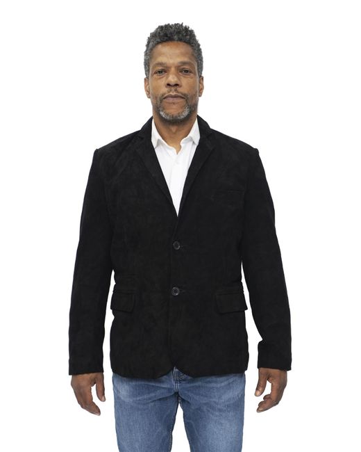 Infinity Leather Black Slim Goat Suede Italian Blazer Jacket-Alexandria for men