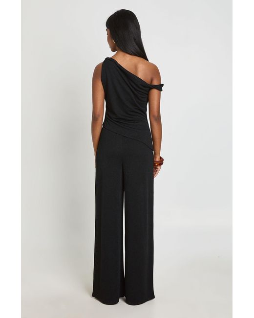 Boohoo Black Crepe Off The Shoulder Wide Leg Co Ord