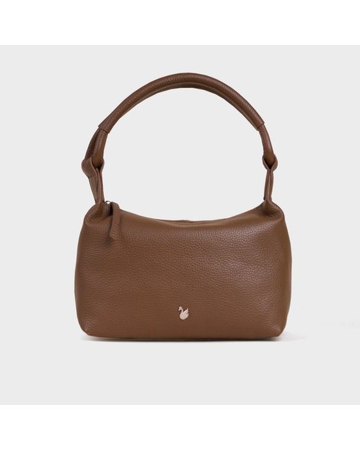 Assots London Brown 'City Bag' Soft Pebble Grain Real Leather Shoulder Bag