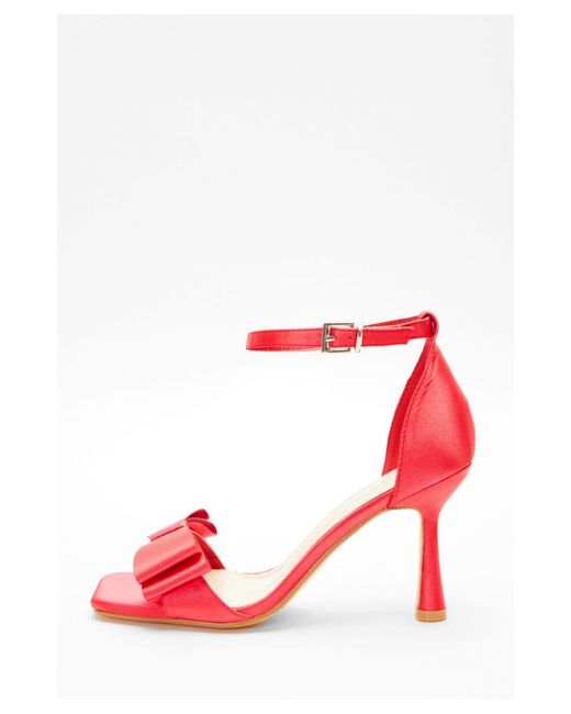 Quiz Red Satin Bow Heeled Sandals