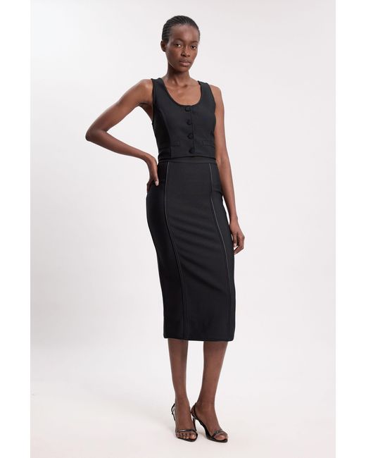 Karen Millen Black Bandage Midi Skirt