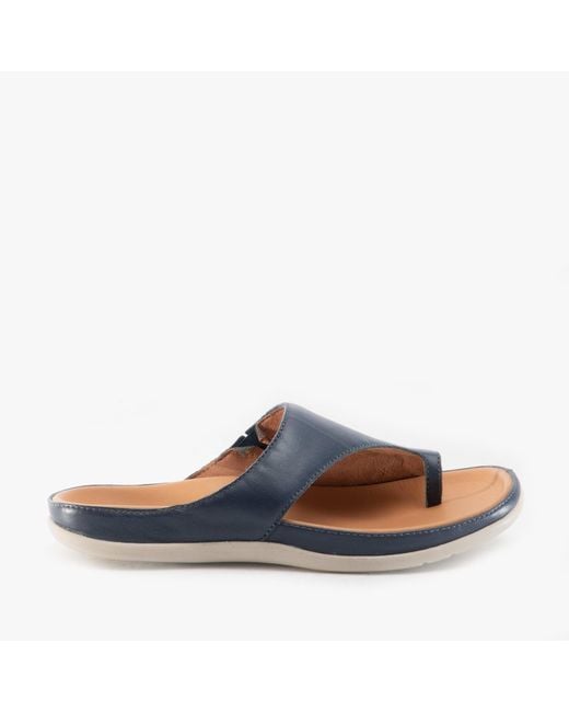 Strive Blue Capri Ladies Leather Toe Post Sandals