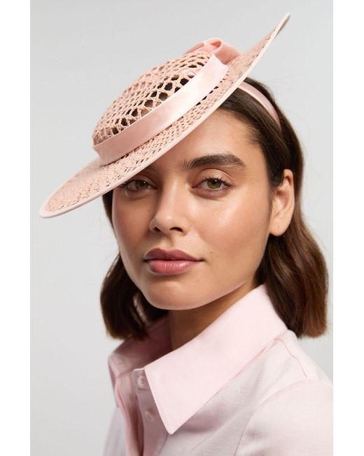 Karen Millen Natural Crochet Satin Bow Fascinator