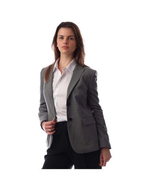Boss Black Solid Patterned Lapel Collared Blazer