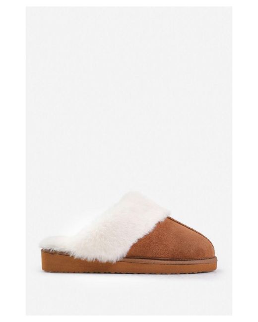 Where's That From Brown Faux Fur Lined Slip-On Slippers