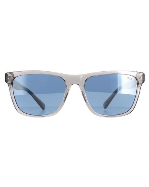 Polo Ralph Lauren Blue Rectangle Shiny Transparent Light Mirror Sunglasses for men