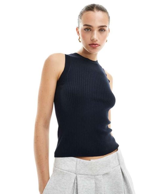 Jdy Blue Ribbed Knitted Tank Top