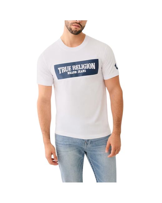 True Religion Blue 700165 T Shirts Crew Neck Short Sleeve Summer Soft Cotton Tee for men