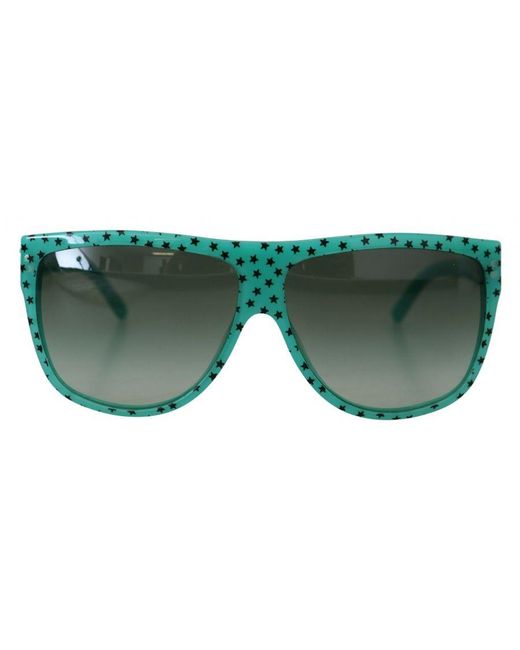 Dolce & Gabbana Green Square Shades Sunglasses With Stars Pattern