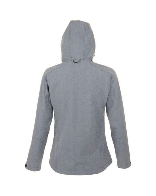 Sol's Blue Ladies Replay Hooded Soft Shell Jacket (Breathable, Windproof And Water Resistant) Marl)