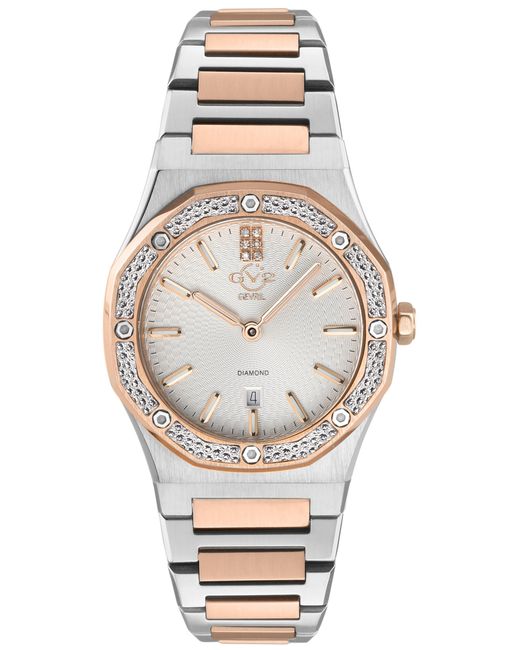 Gv2 Gray Palmanova Dial Swiss Quartz Diamonds Two Tone Rose Watch