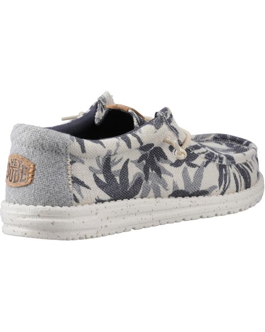 HeyDude Gray Wally Palm Jute Classic Slip On Shoes for men