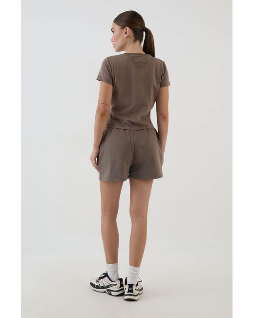 DSGN Studio Brown Applique Fitted T-Shirt