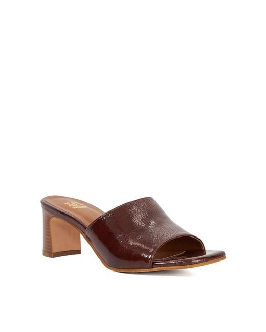 Dune Brown Jule Open Toe Heel Mules