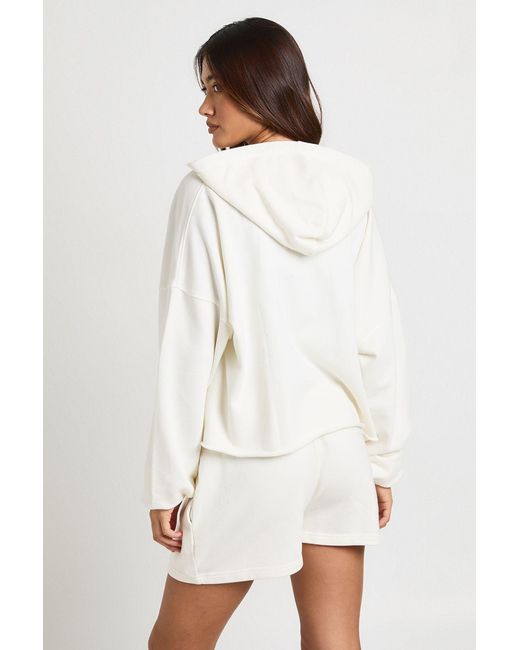Boohoo White Washed Loopback Distressed Hem Short Tracksuit