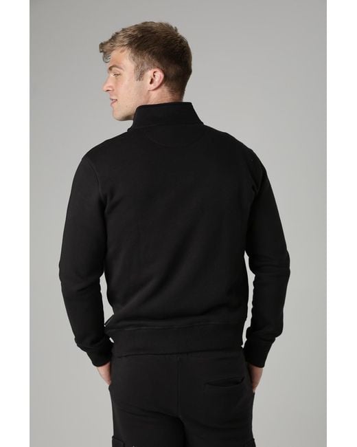 French Connection Black Cotton Blend Half-Zip Jumper for men