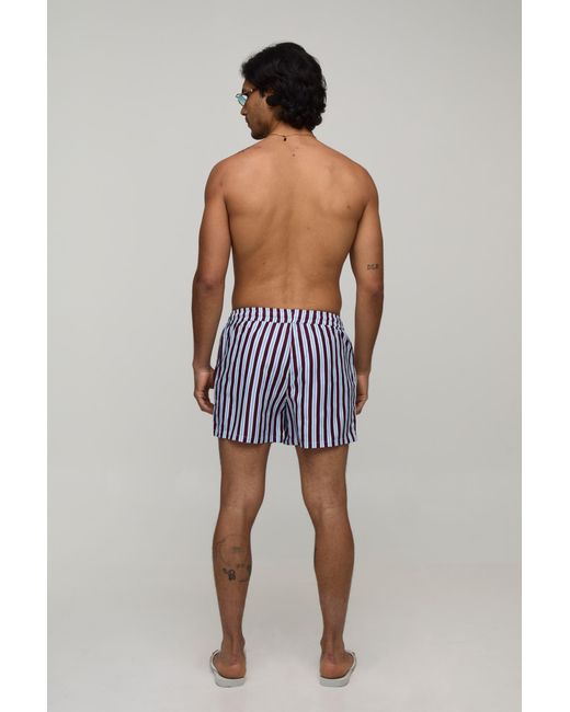 BoohooMAN Blue Stripe Short Length Swim for men