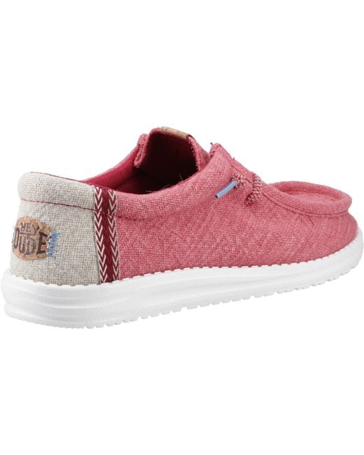HeyDude Pink Wally Jute Classic Slip On Shoes for men