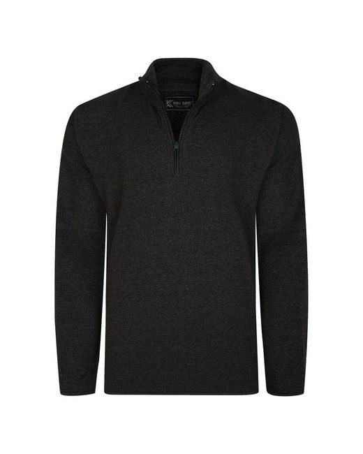 KAM Jeanswear Black Kam 1/4 Zip Jumper Sweatshirt Plus Size for men