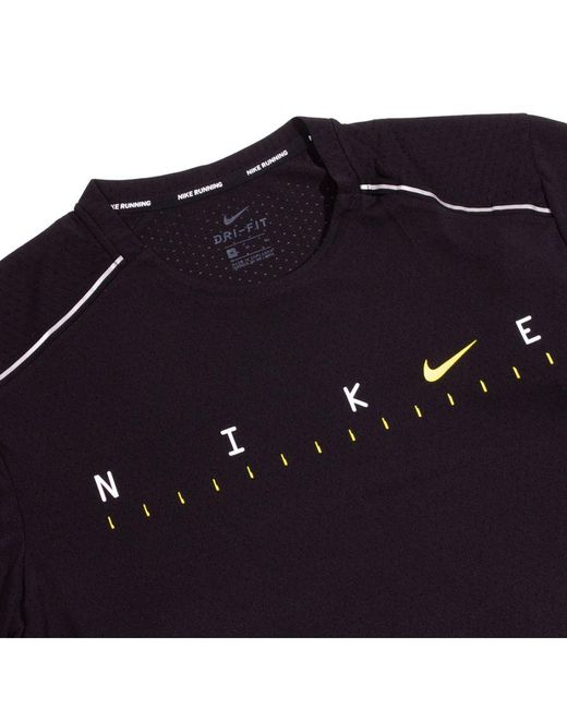 Nike Blue Running 'Miler Tech' Chest Logo T-Shirt for men