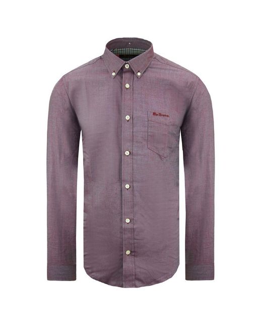 Ben Sherman Purple Oxford Shirt Cotton for men
