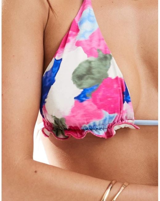 Vero Moda Blue Mix And Match Triangle Bikini Top